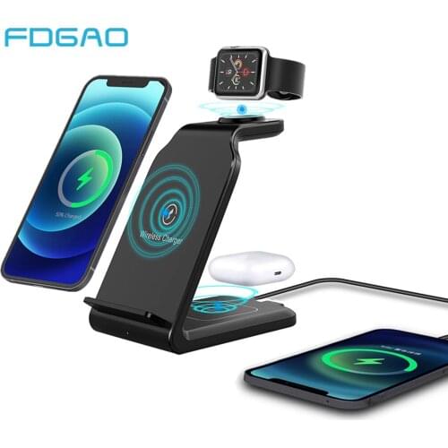 Wireless Charger Stand 4 in 1 Qi 20W Fast Charging Dock Station for Apple Watch iWatch 6 SE 5 4 AirPods Pro iPhone 12 11 XS XR 8