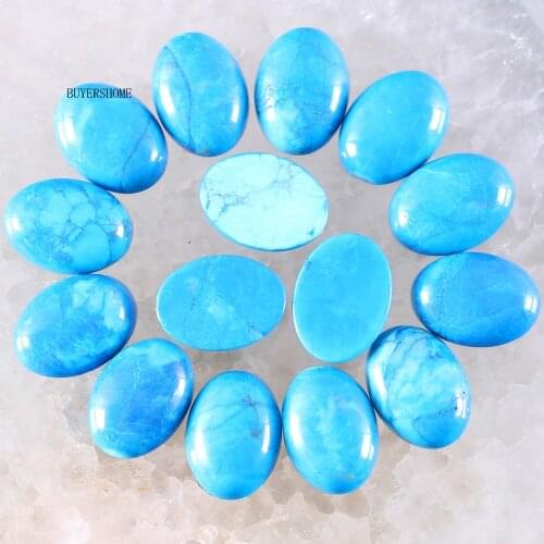 BUYERSHOME 5Pcs 15x20MM Natural Stone Blue Howlite No Drilled Hole Oval Cabochon CAB Bead For DIY Jewelry Making Ring K1522