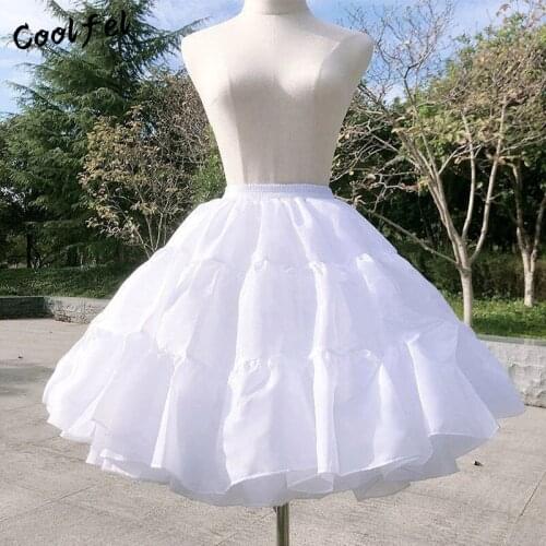 Womens Girls Lolita White Petticoat Cosplay Party Prom Dress Short Underskirt Tulle Puffy Skirt Cute Girls Skirts