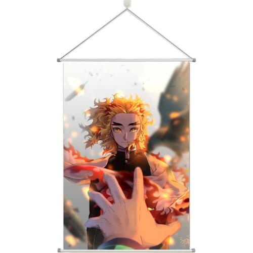 Demon Slayer Kimetsu no Yaiba Rengoku Kyoujurou Alloy Fabric Wall Poster Scroll 60x90cm 24x36inches
