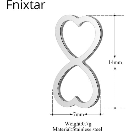 Fnixtar 50pcs/lot Top Quality Stainless Steel Infinite Sign Mini Pendants Charms For DIY Women Jewelry 7*14mm Handmade Charms