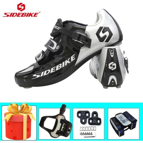 SIDEBIKE Men Women Road Cycling Sneakers Bicicleta Triatlon Self-locking Breathable Superstar Riding Bicycle Sneakers Add Pedals