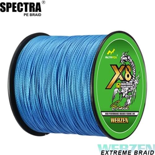 Spectra X8 Fishing Line 100M 8 Strands Braided PE Line Multifilament Carp 15-100LB