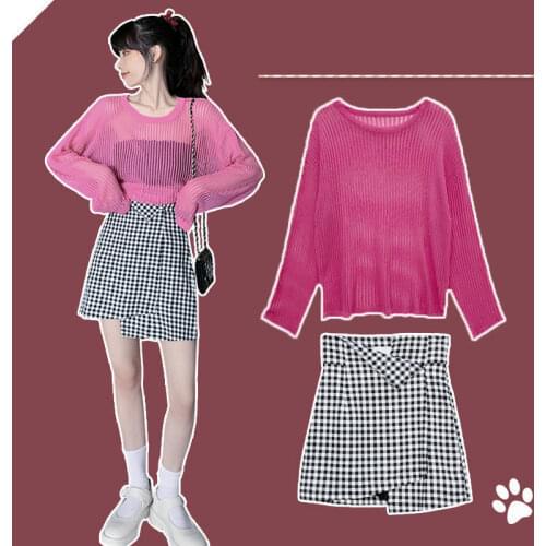 Summer Suit Women 2021 New Korean Version of Sunscreen Sweater + Skirt Two-piece Fashion