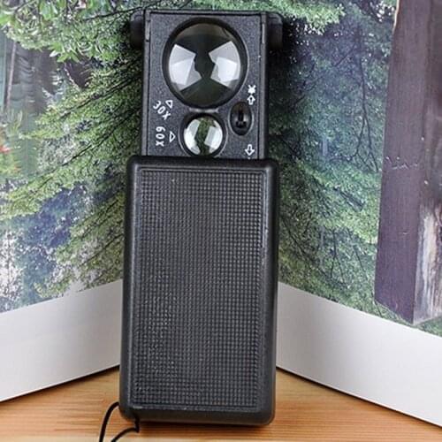 30X 60X Times LED Pull-Out Withdrawing Lupa Antique Jewelry Appraisal Magnifier Light Illumination Money Detector Loupe