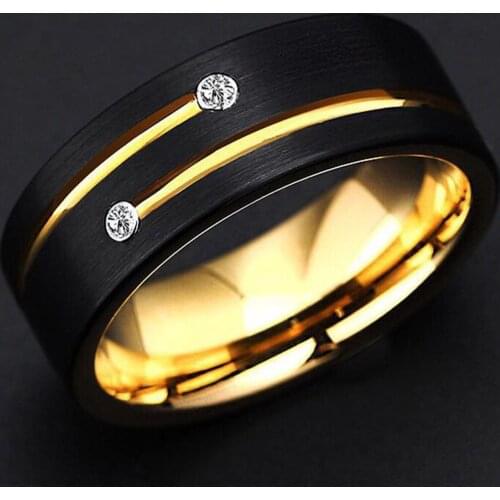 Fashion Width Diamond-encrusted Stainless Steel Ring For Men Women Wedding Band Anniversary Waterproof Charm Jewelry 6-13mm