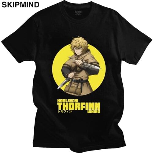 Thorfinn Vinland Saga T-shirt Mens Cotton Adventure Fiction Anime Manga Karlsefni Tee Shirt Short Sleeve Casual Tshirt Clothes