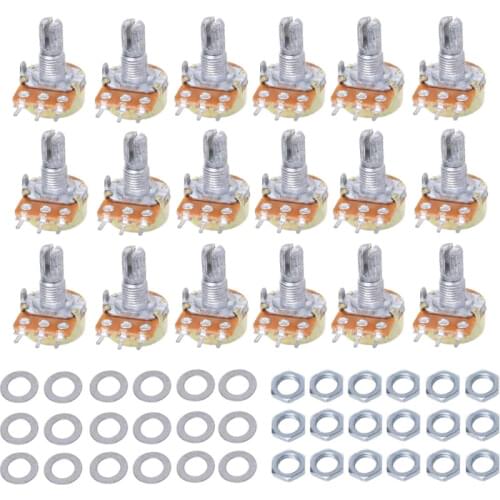 18Pcs Single Potentiometer Assortment Kit B500K B100K B50K B20K B10K B5K B2K B1K B1M 100K 10K 1K 20K 500K 50K 5K Dropship