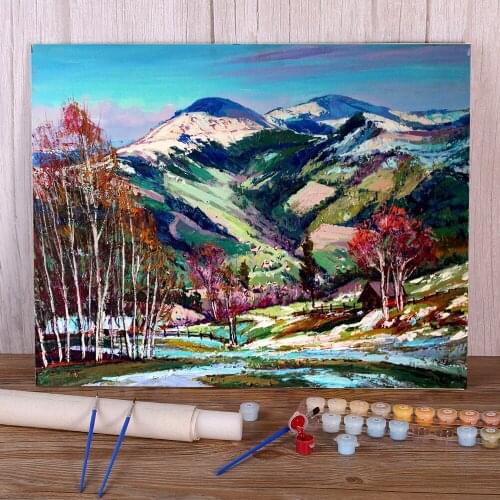 Landscape March Painting By Numbers Package Acrylic Paints 40*50 Paiting By Numbers Paintings For Kids For Drawing Wholesale