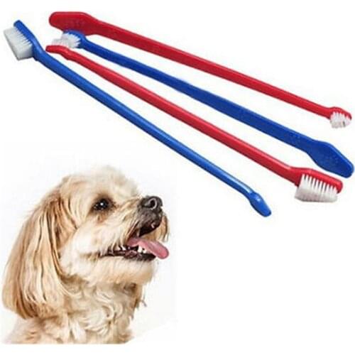 2pcs Pet Dog Cat Toothbrushes Set Plastic Handle Nylon Dual Head Teeth Cleaner Pet Teeth Care Pet Supplies Toothbrushes