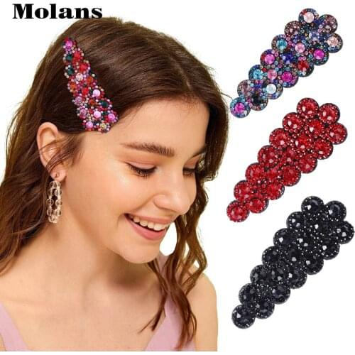 MOLANS Solid Rhinestone Hair Clip Woman Crystal Barrettes Hairpins Girls Fashion Hair Accessories Hairgrips 2019 New Arrival
