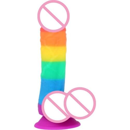 Realistic Dildo Rainbow Penis Super Huge Big Dildo with Suction Cup Sex Toys for Woman Female Faloimitator Lesbian Use