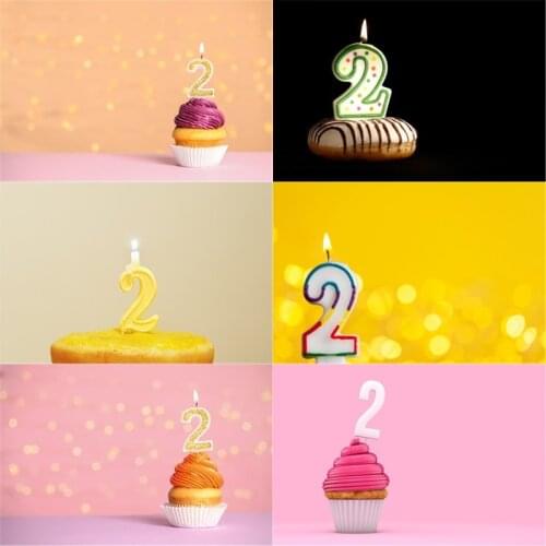Photo Studio Props Vinyl Photography Backdrop Second Birthday Decor Baby Two Year Old 2St Birthday Cupcake
