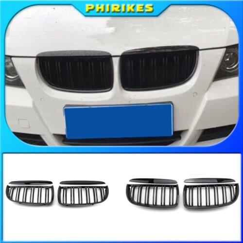 Car Dumb Auto Intake Grille Car Dumb Black Front Kidney Grill Grilles For Bmw E90 E91 318 320i 325i 330i 2006-2008 Accessories
