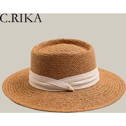 2021 Natural Raffia Straw Hats Women Summer Fashion Wide Birm Ribbon Sun Hat Chapeu Ladies Girl Outdoor Travel Shade Beach Hat