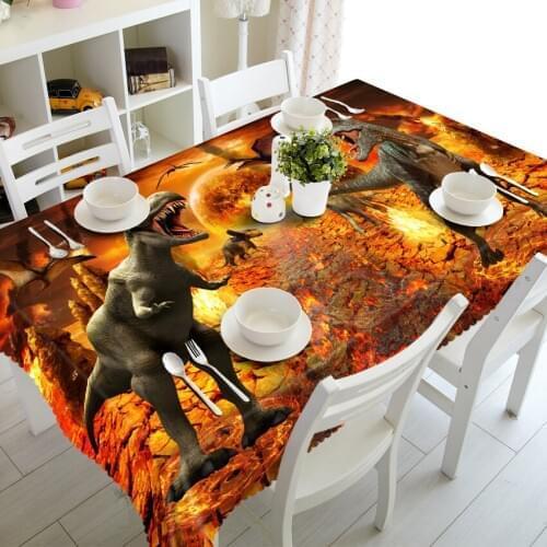 3D Dinosaur Pattern Tablecloth Thick Polyester Rectangle Suitable For Banquet Outdoor Table Cloth Decoration Multiple sizes