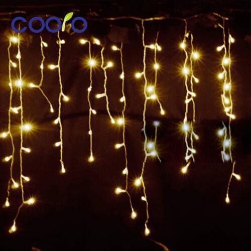 4.5m Droop 0.3-0.5m Curtain Icicle String Led Lights EU/US Plug Christmas House Outdoor Decoration