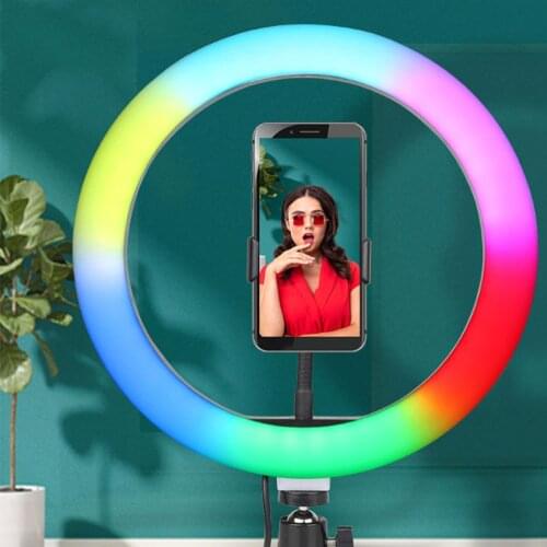 RGB Ring Light Photography Selfie Led Fill Lamp With Support Tripod Stand Circle RingLight For Home Outdoor Live Video