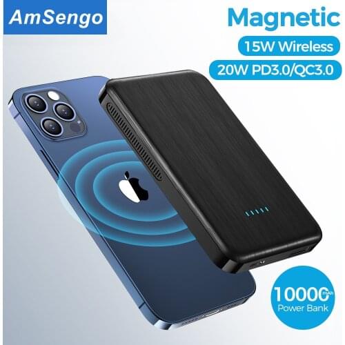 10000mAh Fast Charging Power Bank Pack For iPhone 12 12Pro max portable Wireless Magnetic External Battery Magnet powerbank
