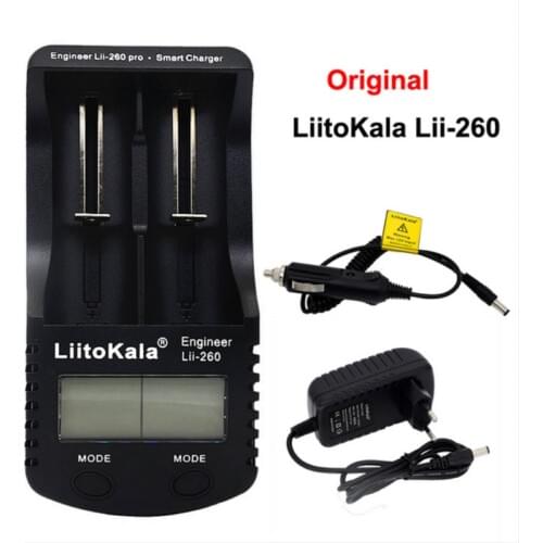 Liitokala lii-E260 LCD18650/18500/16340/18350/14500/10440/17500 Battery Charger,Detection of lithium battery charger+12V adapter