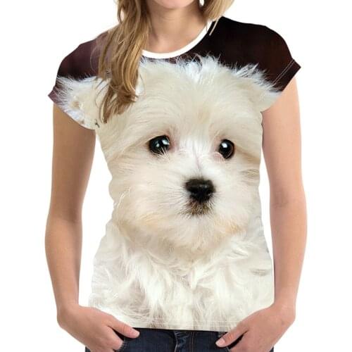 Street Leisure T Shirts for Women Tops Product Hot Money Womens Tops and New Arrival 2022 Plus Size Dog Crew Neck Blue