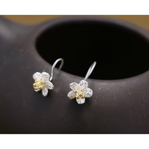 REETI 925 sterling silver handwork Flower Earrings For Women Elegant Lady Prevent Allergy Silver 925 Earings Fashion Jewelry