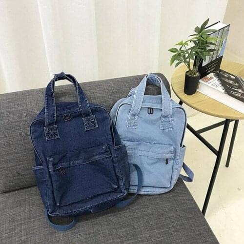 Female Denim Backpack Women School Backpacks High Quality College Teen Girl School bags Women Student Back Pack
