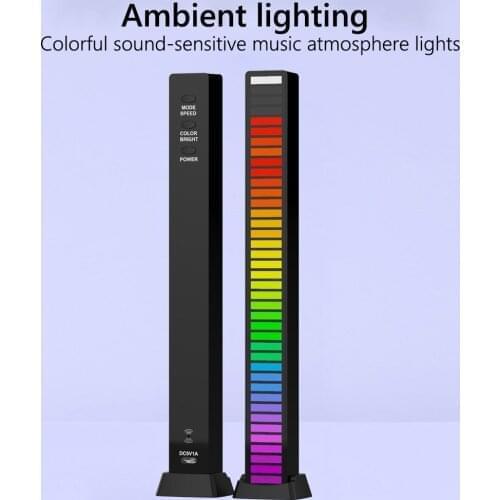 Voice-Activated Pickup Rhythm Lights 5 Levels Brightness Adjustable Creative Colorful Music Ambient Light Bar