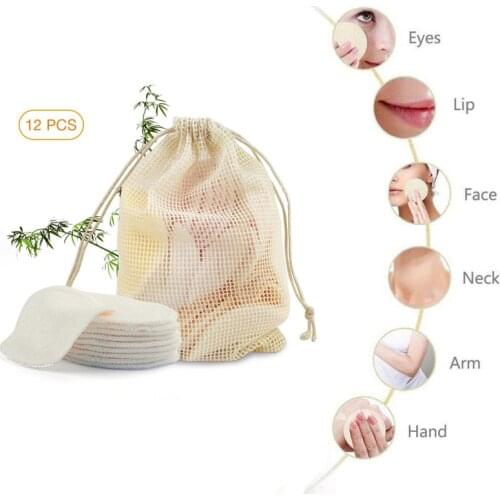 12 Pack Makeup Remover Pads Reusable Make Up Facial Remover Bamboo Fiber Facial Skin Care Nursing Pads Skin Cleaning