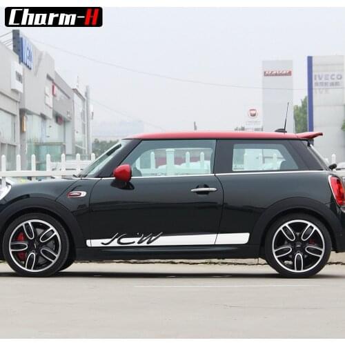 2pieces Side Stripes Graphics JCW John Cooper Works Lettering Vinyl Decal Door Panel Stickers for MINI Cooper F56 2014-Present