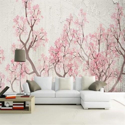 Custom 3D wallpaper mural hand-painted flowers and birds retro cherry blossom living room bedroom background wall decoration wal