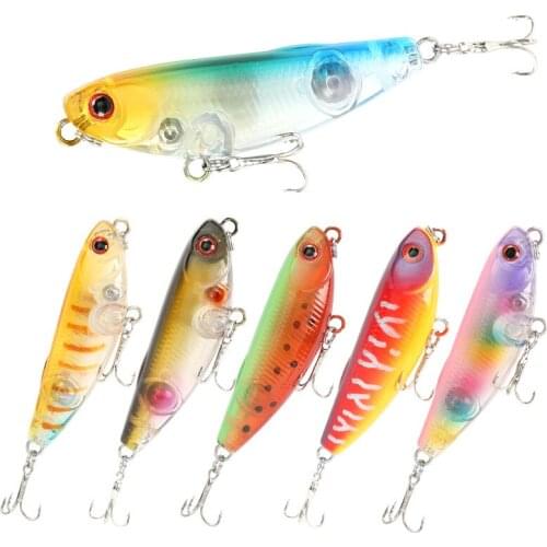 5.3cm 4.5g Topwater Pencil Fishing Lures Minnow Trolling Wobblers Crankbait Isca Artificial Hard Bait Bass with Treble Hook
