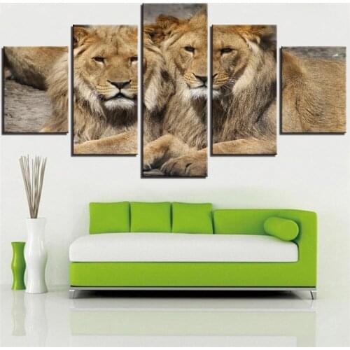 5 Pieces Lions Canvas Posters Animals Art Pitures Forest Kings Art Painting For Home Decor Cool Wallpapers Modern Furniture