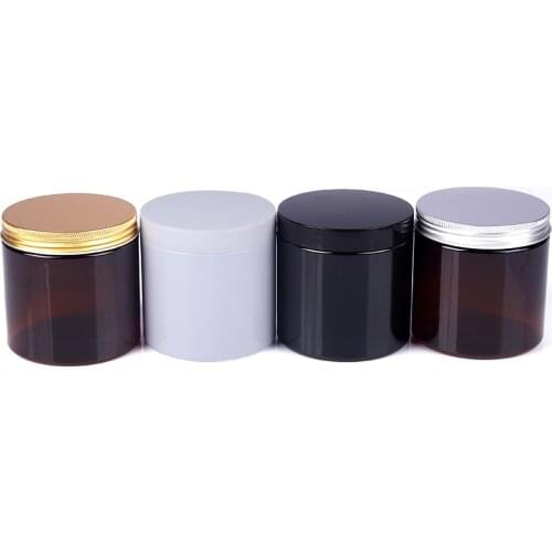 500g 12pcs Empty Plastic Jar Screw Cap PET Pot Container ,Skin Care Cream Jars , Powder Bottle Containers White Brown Black