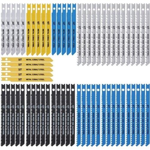 65PCS U-Shaped Jig Saw Blade Set, for Wood-Plastic Metal Cutting, Used for Jig Saw Blade U-Shaped Handle