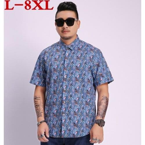 7xl 8xl Plus 6xl Size Mens Hawaiian Shirt Male Casual Camisa Masculina Printed Beach Shirts Short Sleeve Summer Men Clothes 2020