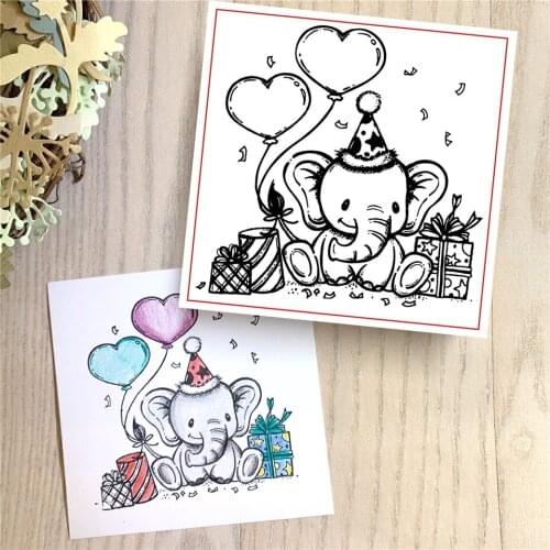 9*9 Cartoon Elephant Transparent Clear Stamp Seal for DIY Scrapbooking Photo Album Decorative Card Making Sentiment Stamp