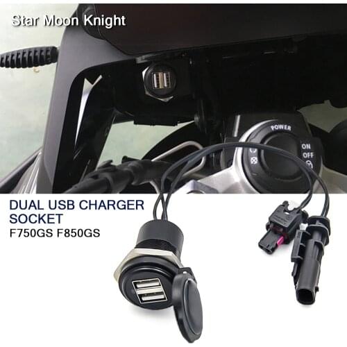 Motorcycle Accessories Dual USB Charger Plug Socket Cigarette Lighter Adapter LED Display For BMW F750GS F850GS F 750 GS 850