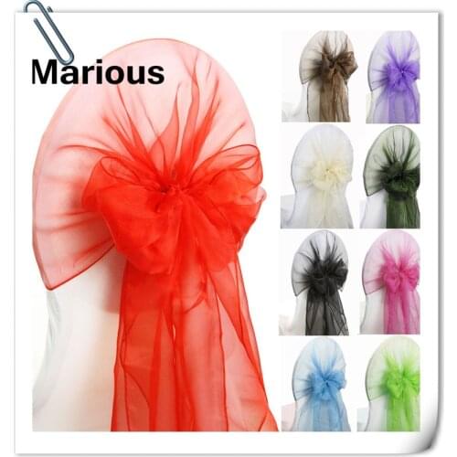 Free shipping Marious 100pcs organza chair hood / chair band for chair cover/chair band Many colors for wedding