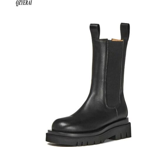 2020 autumn winter Genuine leather Womens boots Chelsea Riding boots Fashion womens shoes Size 34 -39