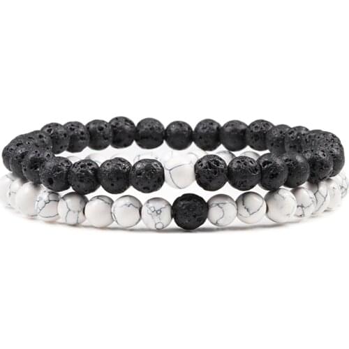Hot 2pcs/set 7 Style Couples Distance Bracelet Classic Natural Stone White And Black Yin Yang Yoga Beaded Bracelet for Men Women