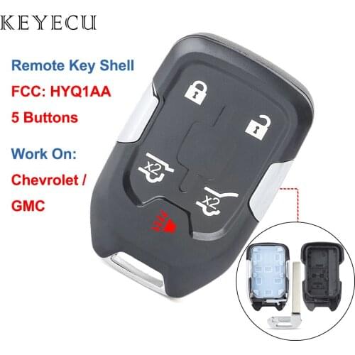 Keyecu Smart Remote Key Shell Case Cover Housing 5 Buttons for GMC Acadia 2017-2018 for Chevrolet Suburban Tahoe Yukon XL
