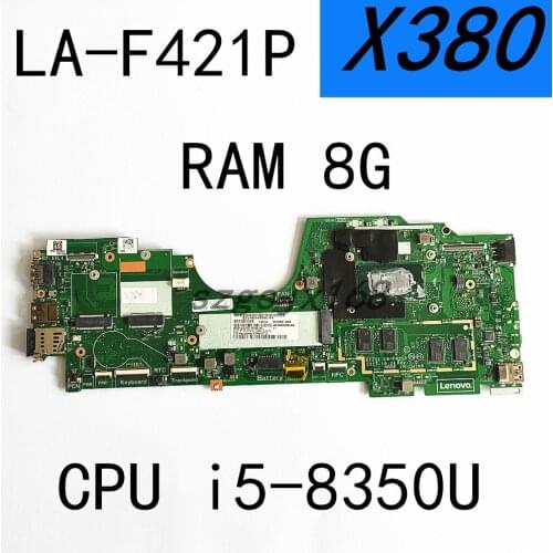 Dtzs1 LA-F421P para lenovo thinkpad yoga x380 computador portátil placa-mãe 02da016 com i5-8350U cpu 8g ram ddr3 100% totalmente