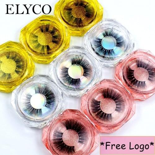 Elyco Crystal Square Boxes 5D Mink Eyelashes Wholease False Eyelashes 50 Pairs Bulk Order With Free Custom Logo