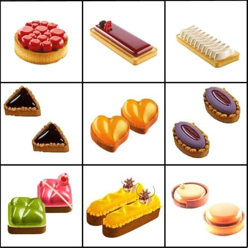 SHENHONG Chocolate Mousse French Dessert Moulds Silicone Cake Molds Pastry Tools Egg Tart Ring Suit Decorating Bakeware Baking