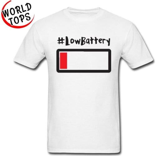 Low Battery Oversized Classic Tops T Shirt O-Neck Short Sleeve Street Top T-shirts White Red Slim Fitness Great Tee-Shirt Men