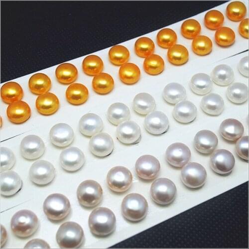 6 pieces nature genuines cultured freshwater pearl round shape 12-12.5mm pearl cabochons have a hole making earrings