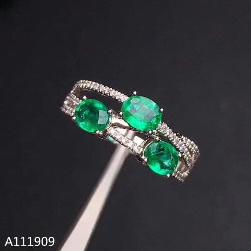 KJJEAXCMY boutique jewelry 925 sterling silver inlaid natural emerald gemstone female ring support detection luxury