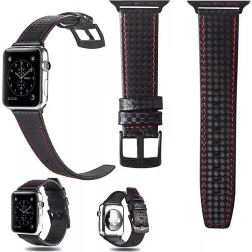 Leather Carbon brazing Watch Band For Apple Watch 44/42/40/38mm Fashion Sports Emboss Pattern Strap For Iwatch Series 4/3/2/1