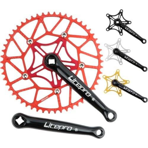 Litepro Square Hole Crank For Brompton Folding Bike Retro Crankset BCD130mm Sprocket Single Disc Chainwheel Chainring